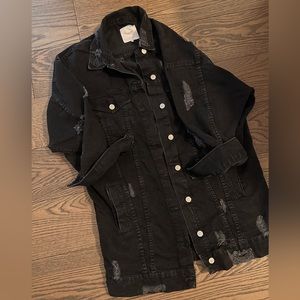 Zara oversized distressed black denim jacket, Trafaluc size medium ladies